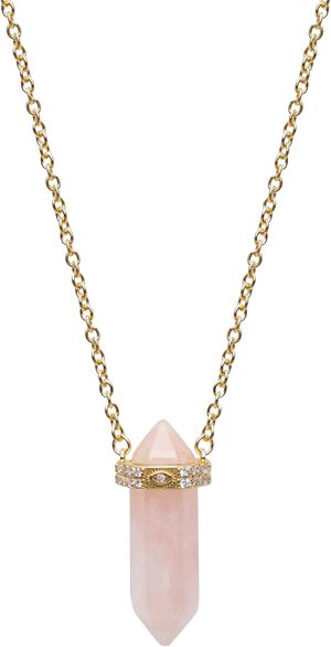 Women's Sterling Silver Rose Quartz Crystal Necklace with En