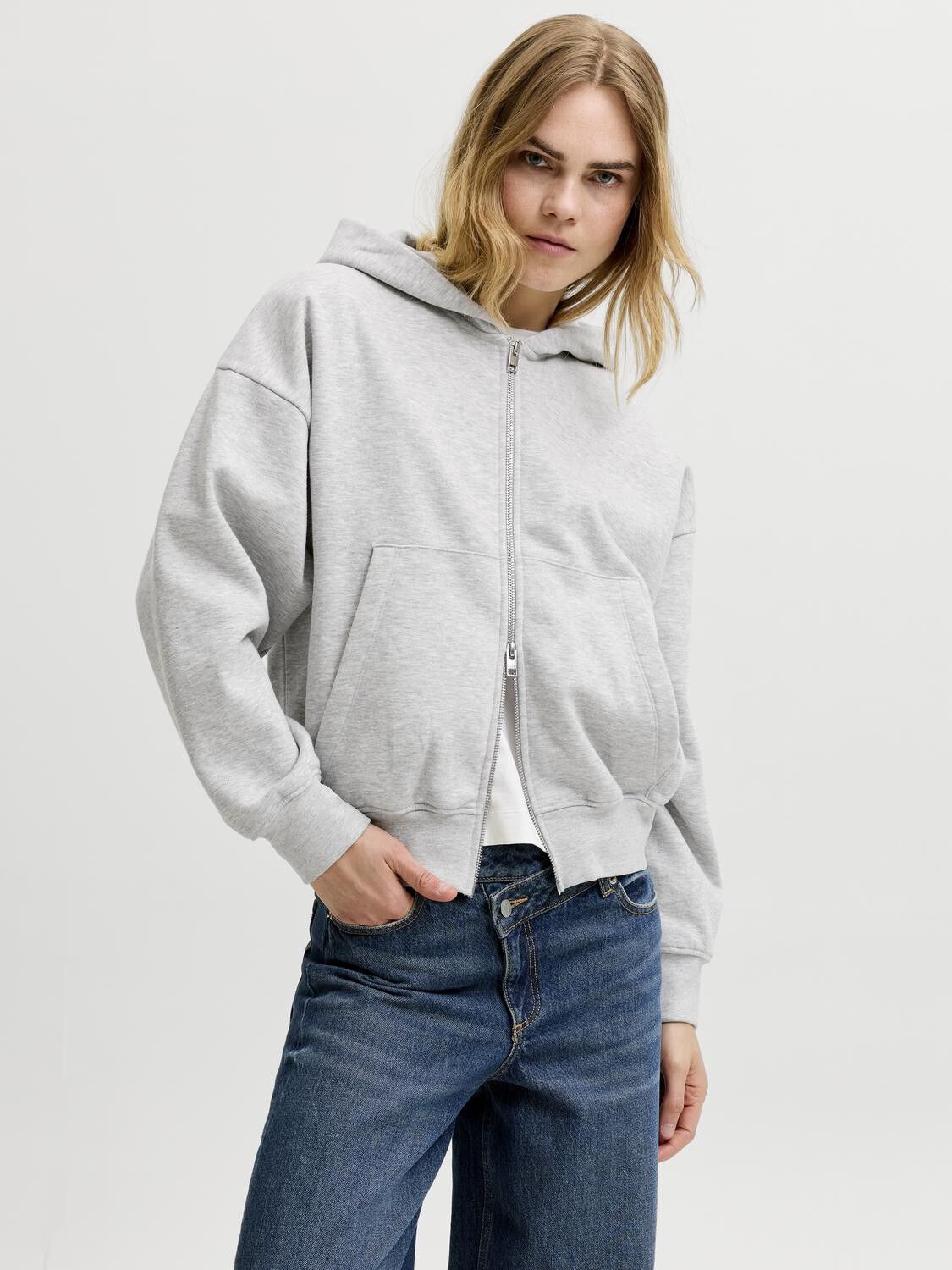 JXSOPHIA BOXY LS ZIP HOOD SWT