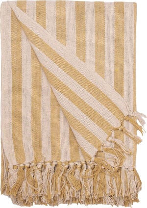 Plaid, Stribet-Sennep/Naturlig, 130x180 cm