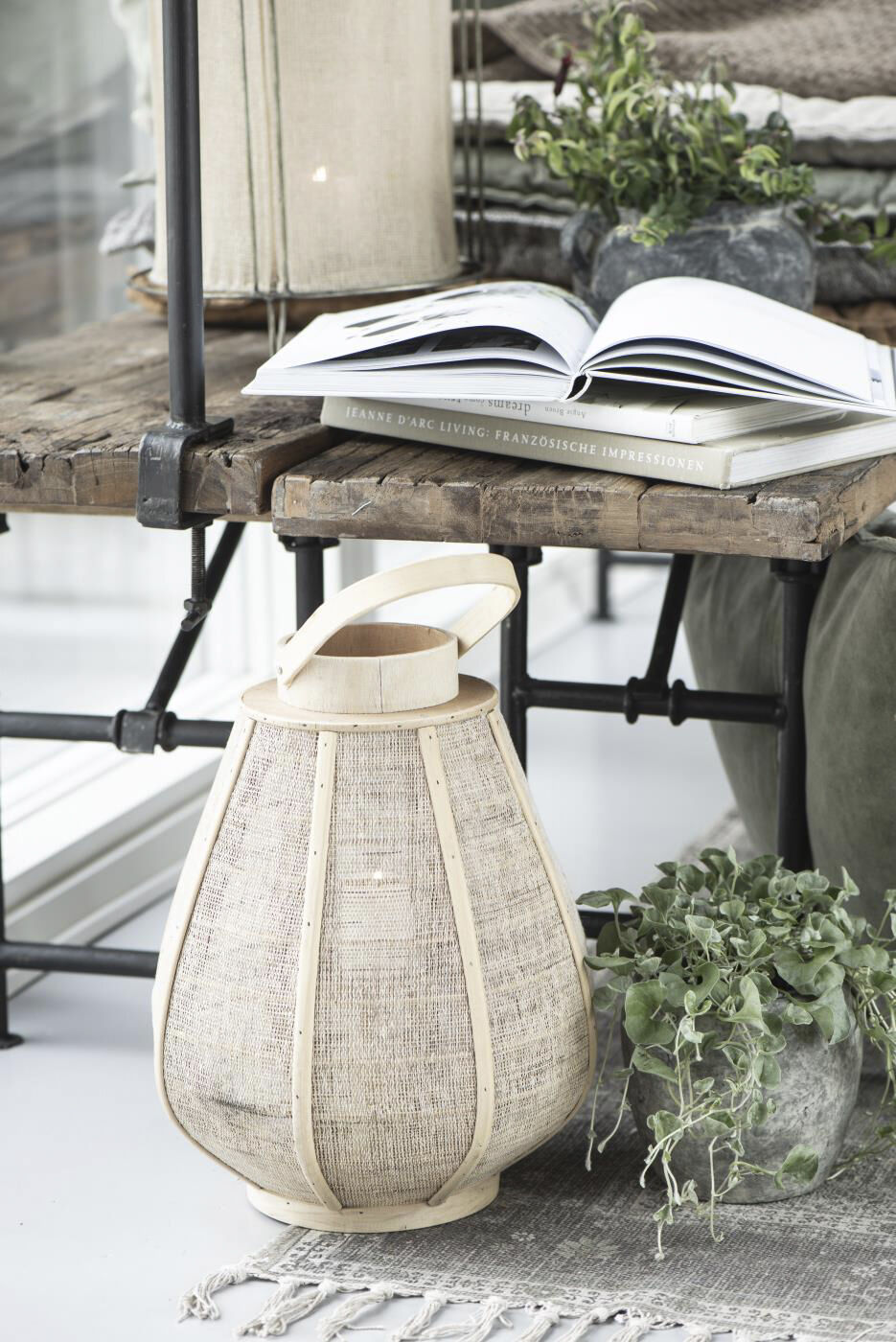 Lygte m/glasindsats konisk hessiansider