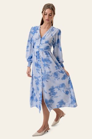 AdelIC Long Dress - Abstract Blue F