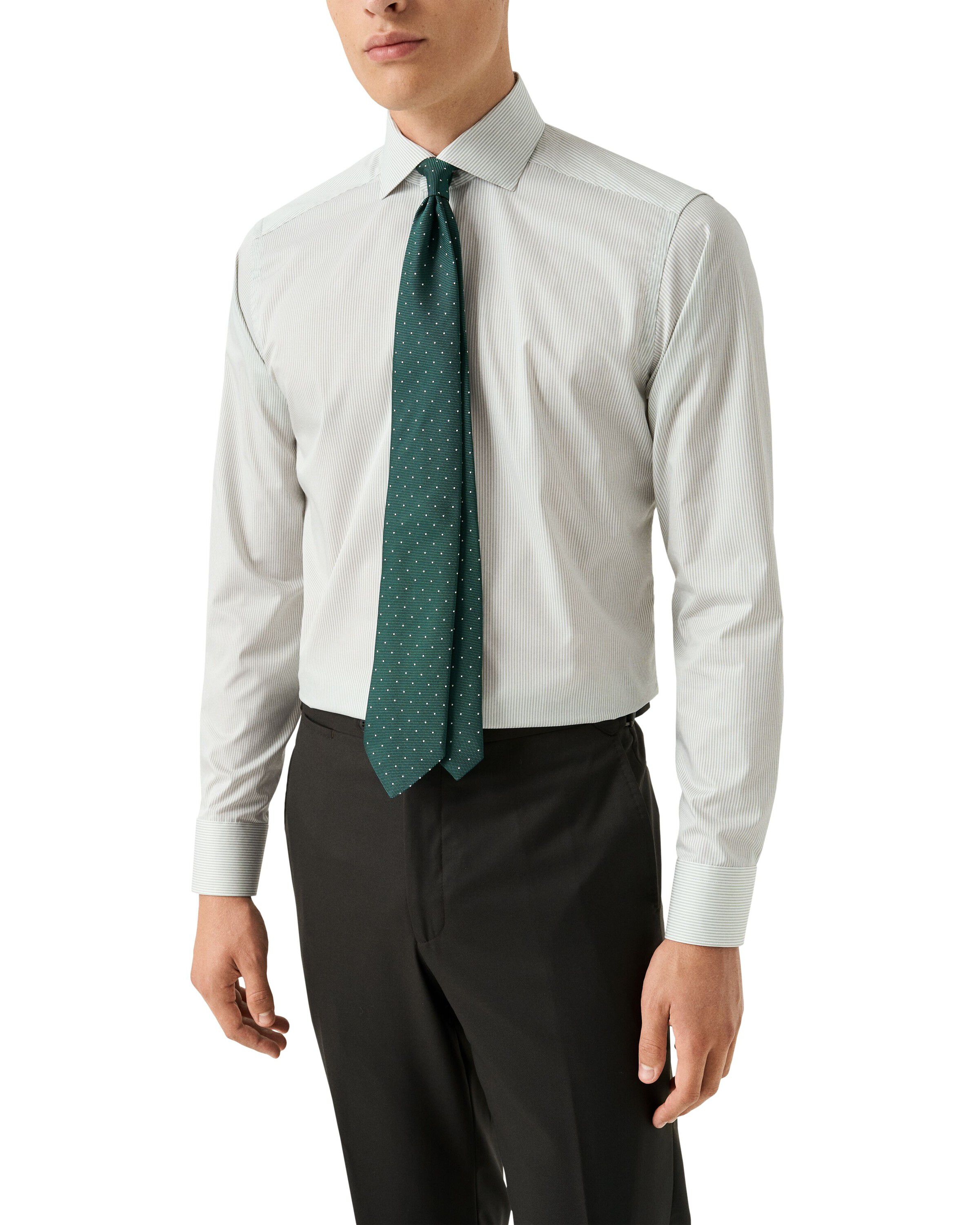 Contemporary Fit Striped Melange Twill Shirt