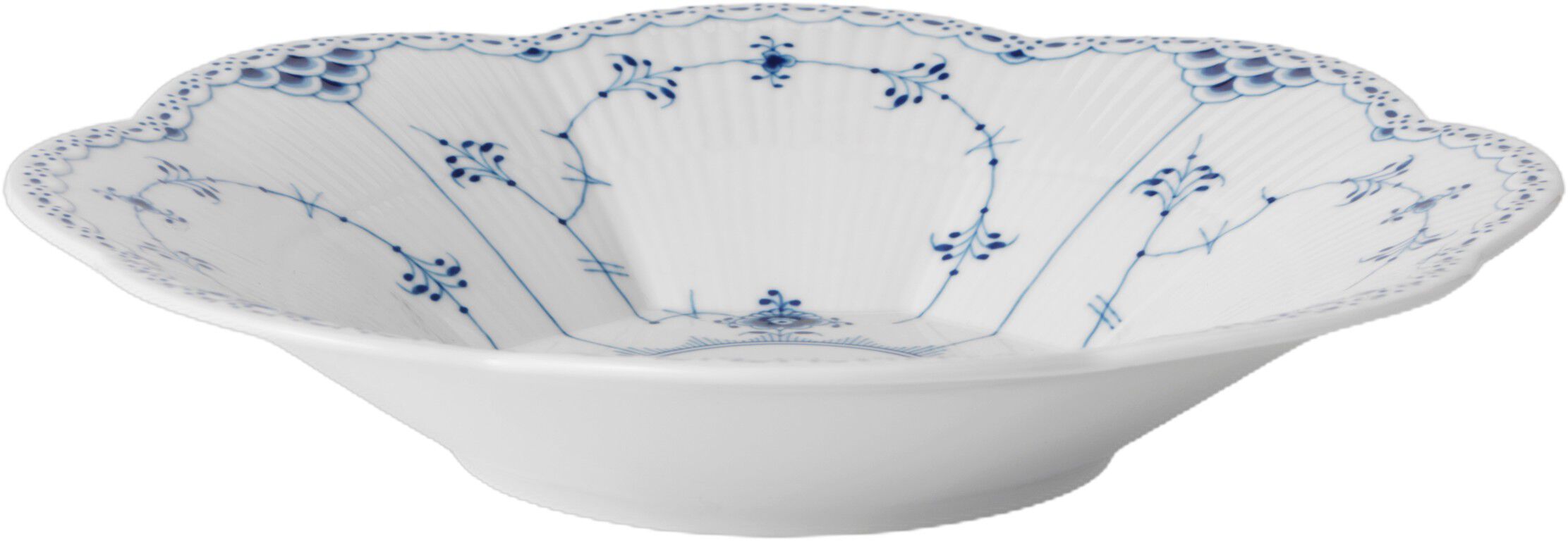 Musselmalet Halvblonde kantet sk&aring;l 25,5 cm