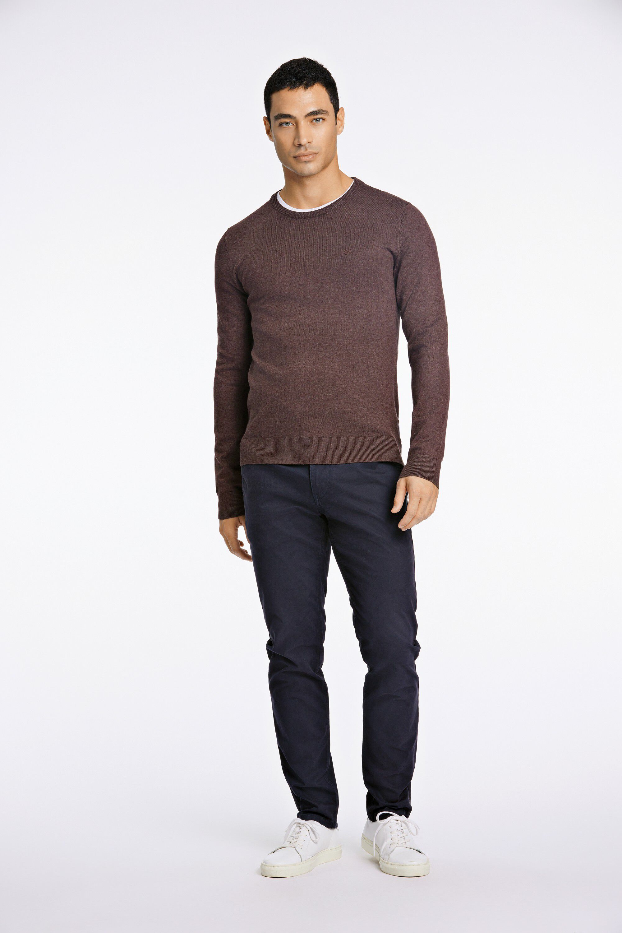 Melange round neck knit