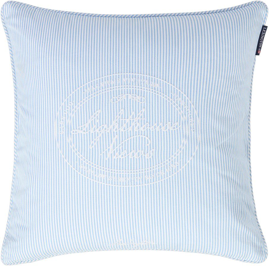 Blue/White Striped Organic Cotton Pillow Cover