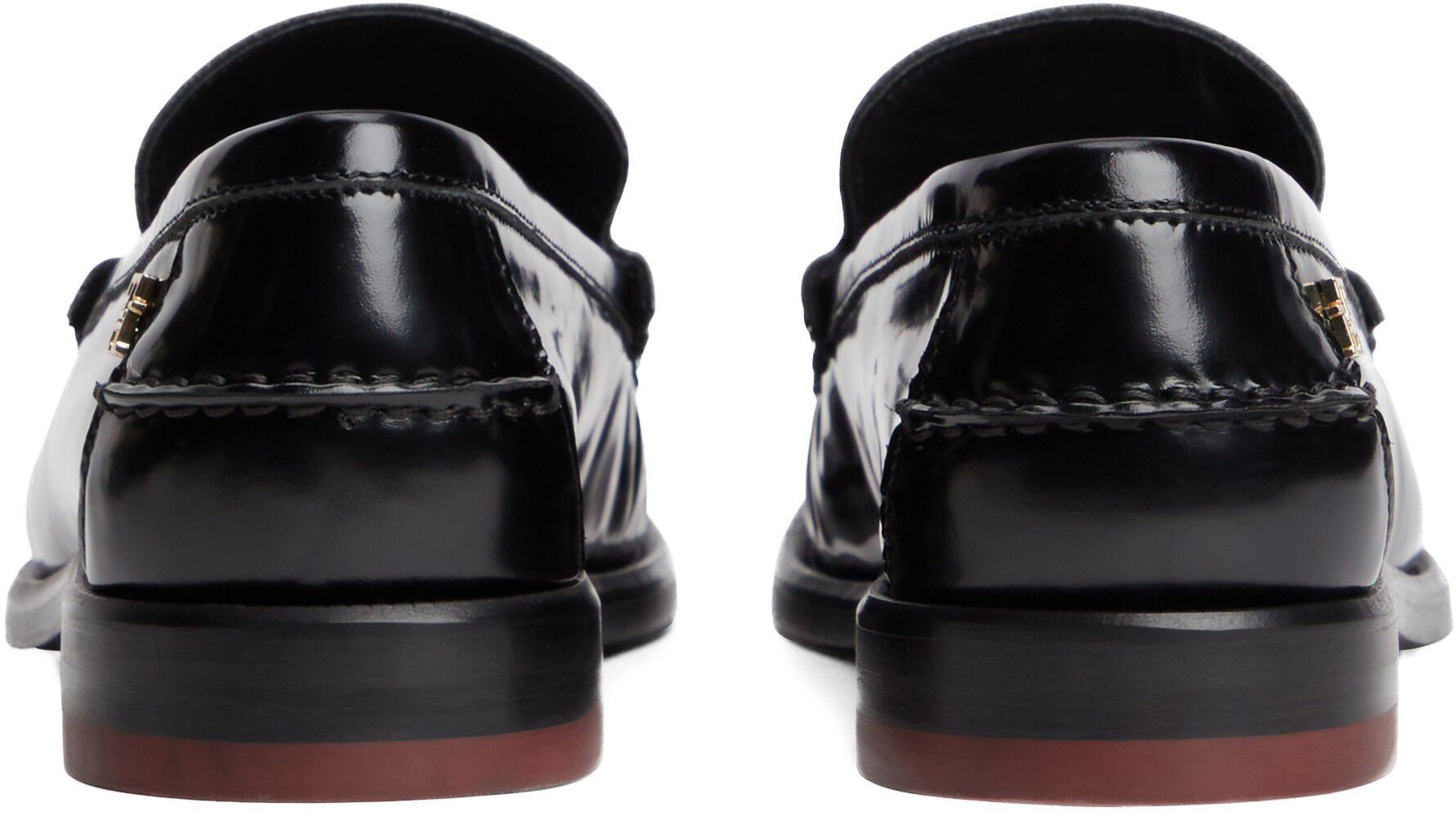 New York Label Shiny Leather Tassel Loafers