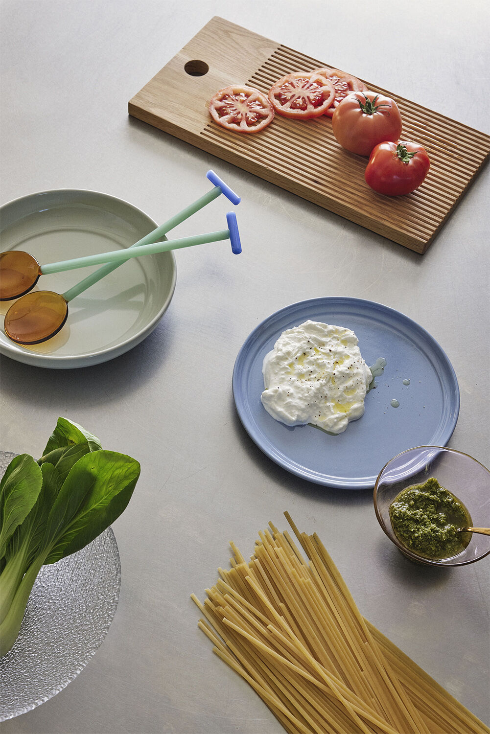 Crave Salatbestik Ravfarve/Lysegr&oslash;n/Bl&aring; s&aelig;t af 2