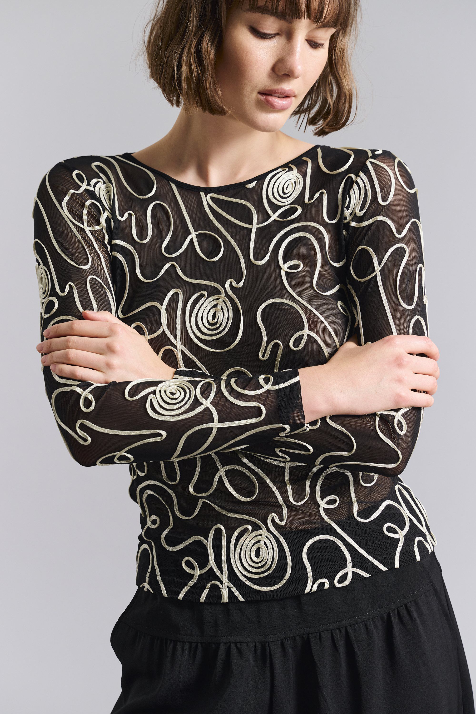 Twirl mesh mesh t-shirt