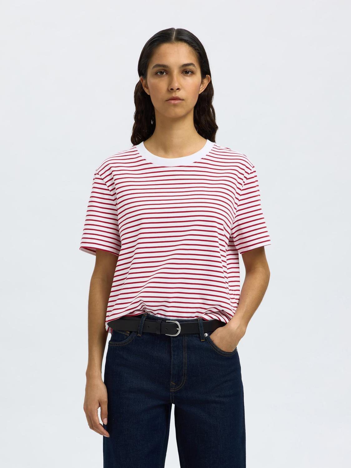 SLFESSENTIAL SS STRIPED BOXY TEE NO