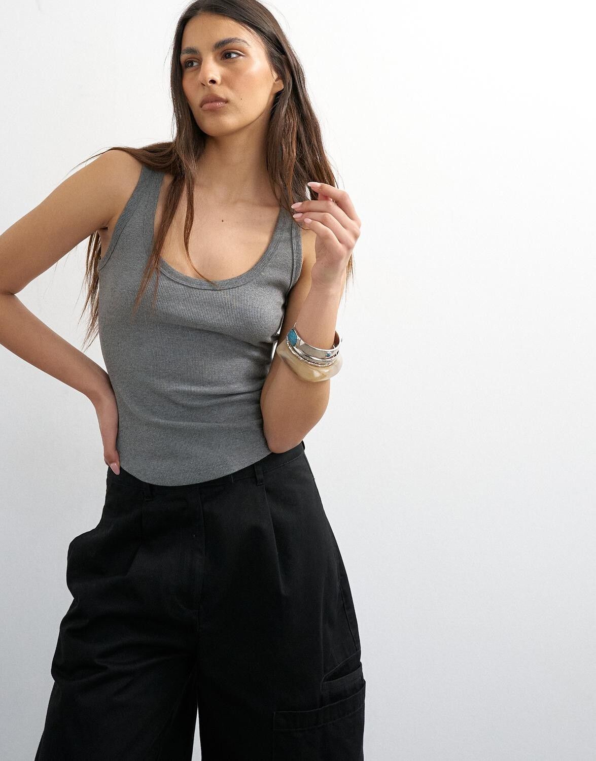 Tsbritt Sl Rib Scoop Curve Hem Vest Jrs