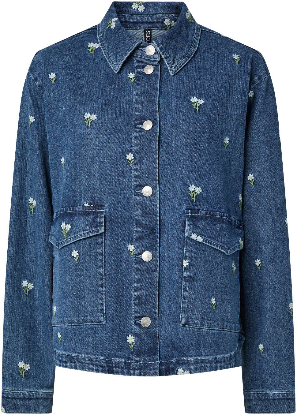 Pcflora Ls Denim Emb Shirt Noos