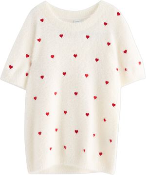 Kortærmet strikket top i blødt fjer