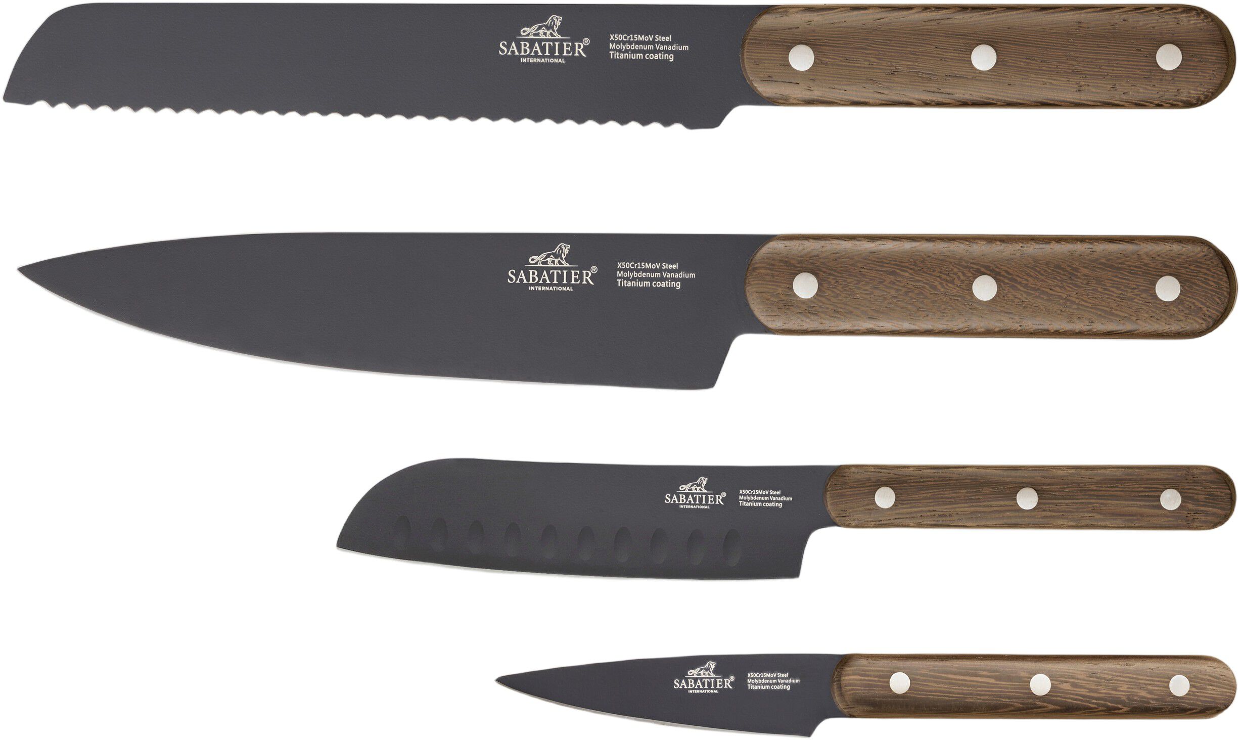 Knivsett Phenix Walnut 4 deler Svart/Valn&oslash;ttre