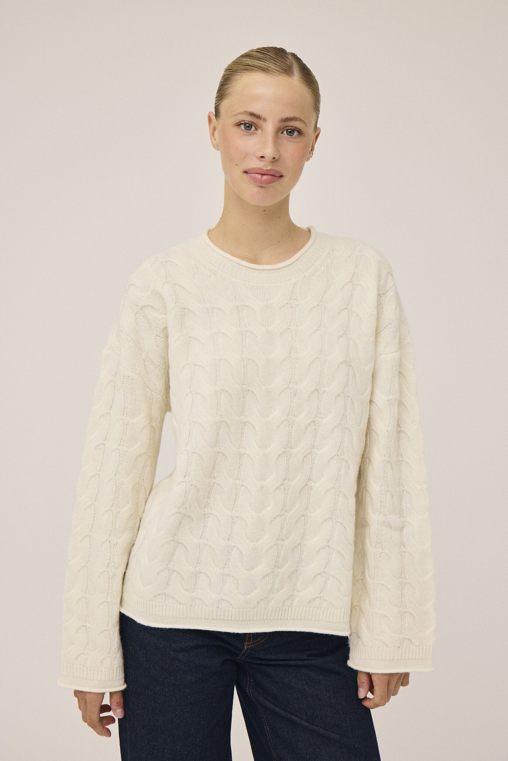 Myrna 5 Lang&aelig;rmede striksweater - 100% Uld RWS