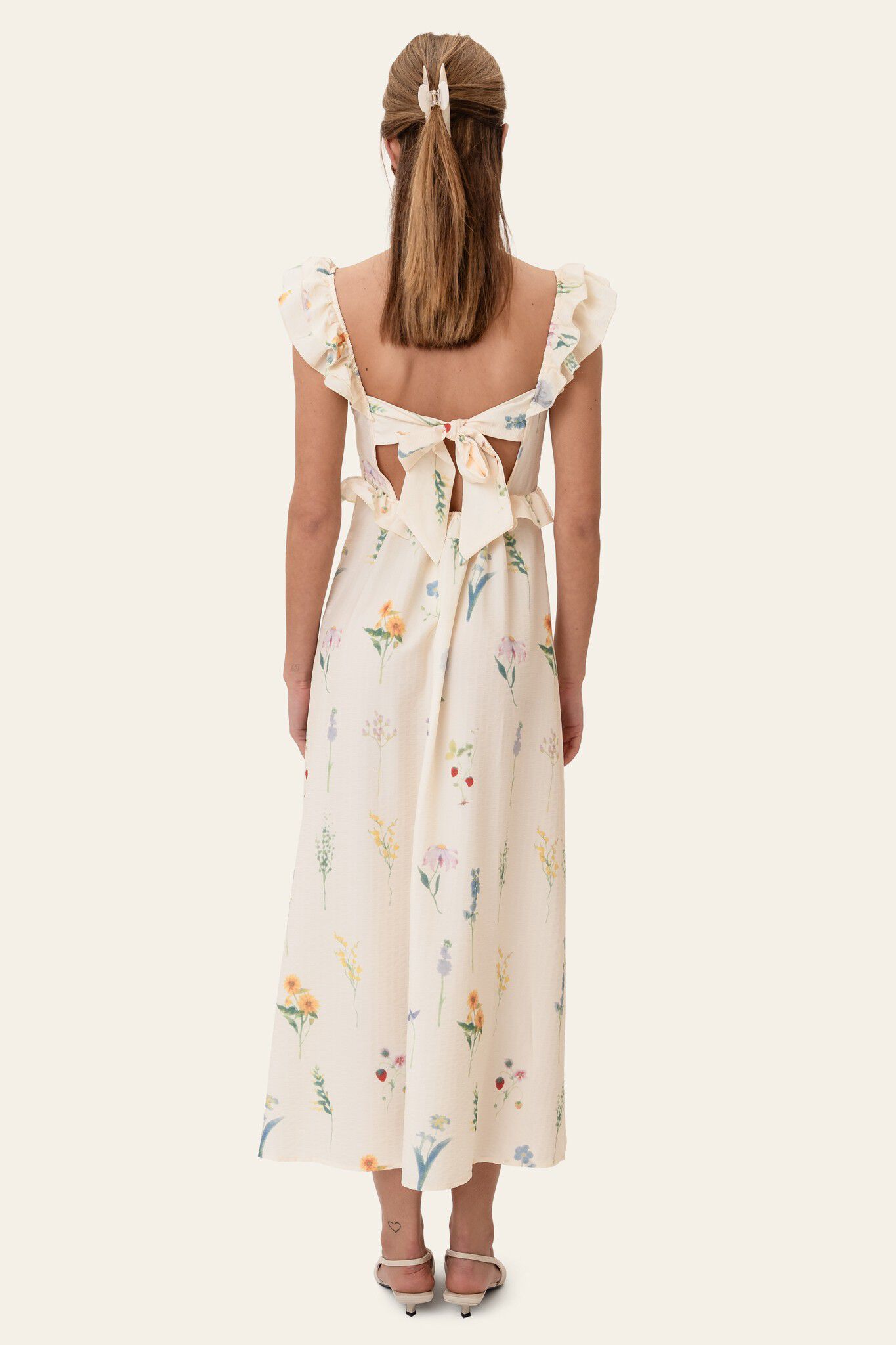 MelbaIC Dress - Off White Flower Pr