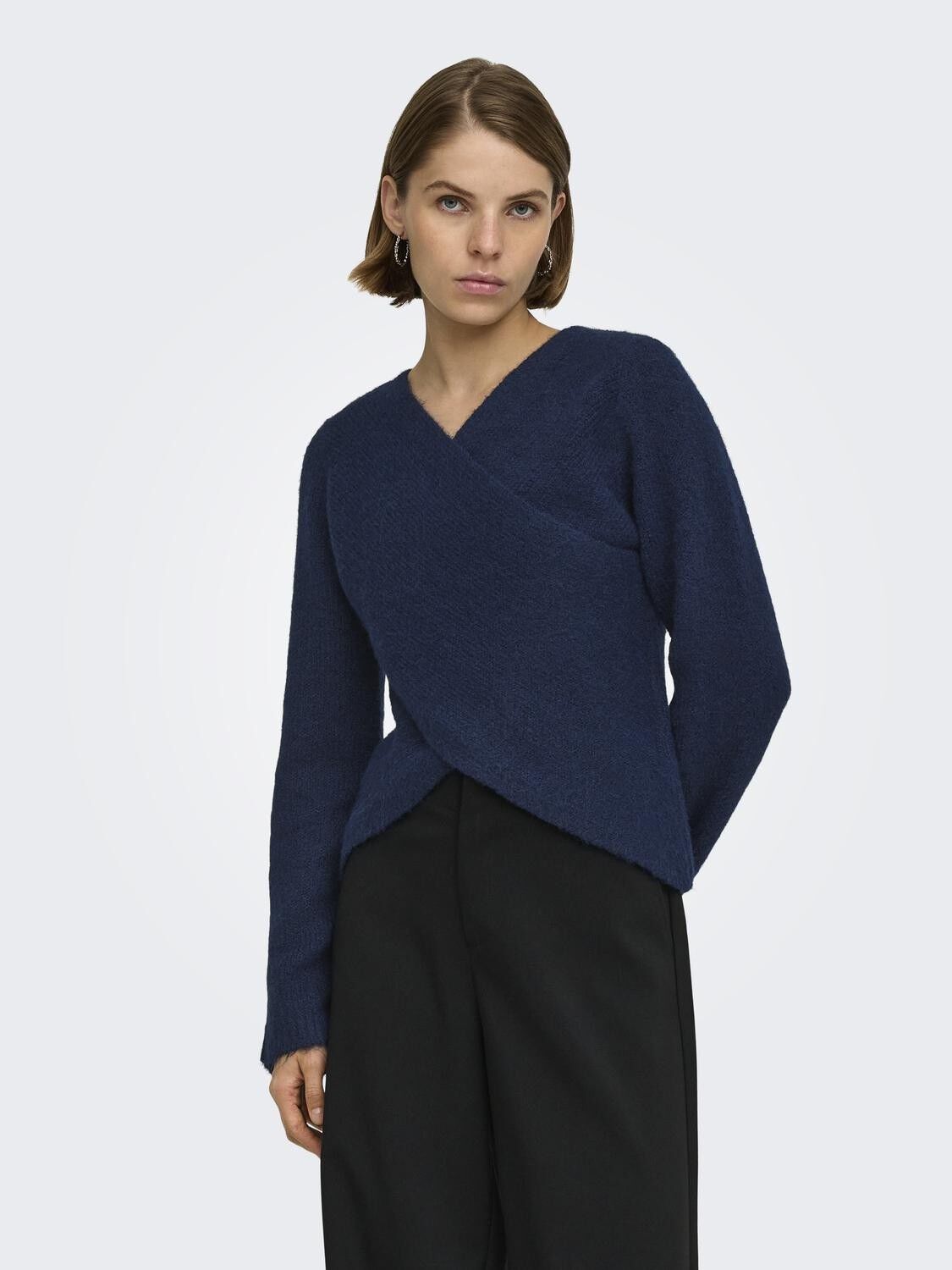 Onlmaggie Ls Cross V-Neck Cc Knt