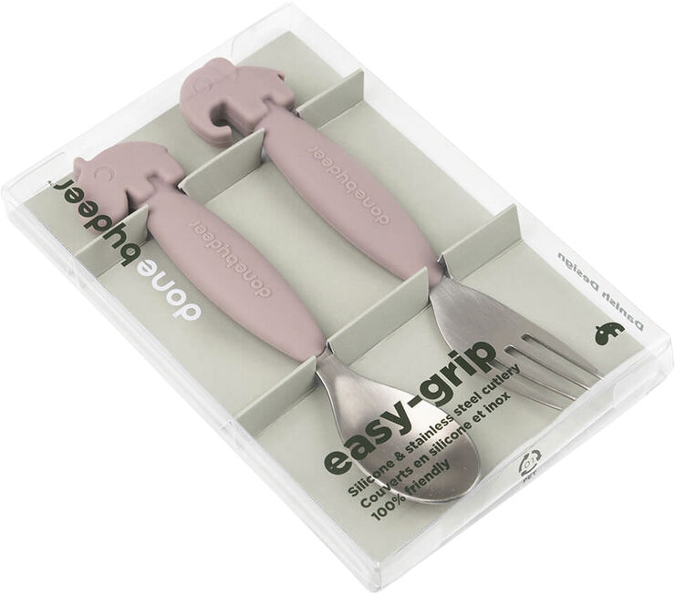 Easy-grip ske og gaffel sæt Deer friends Pudder