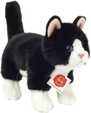 Teddy Hermann - Stående sort-hvid kat 20 cm