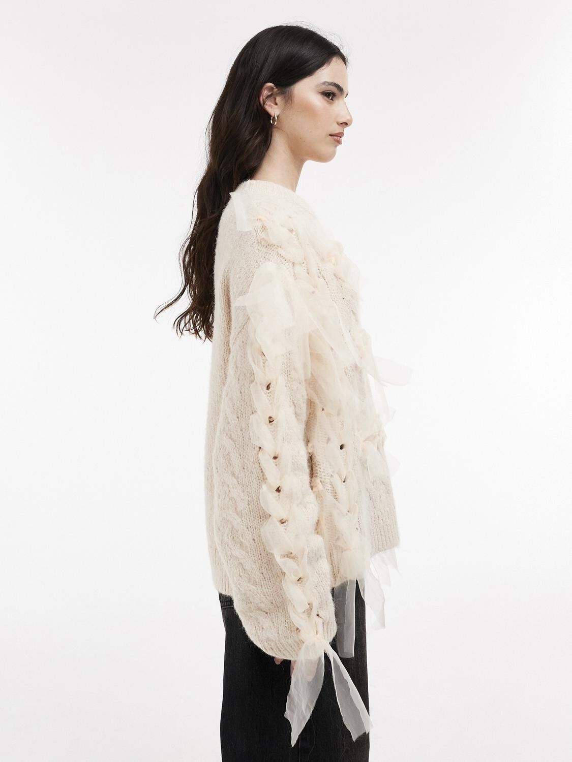 Tskira Ls Ribbon Knit Pullover