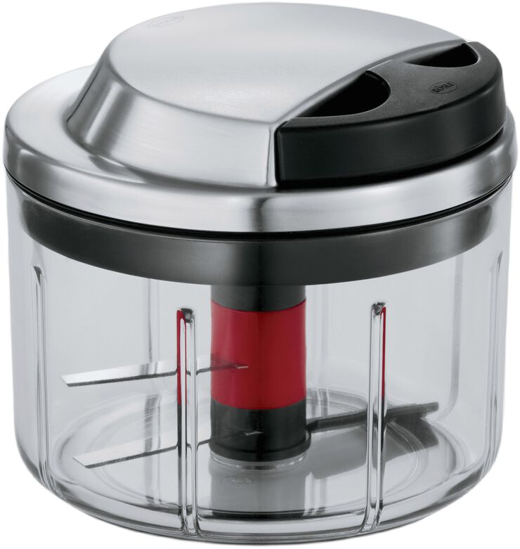 Minihakker med lokk 0,6 liter 13 x 12 cm Klar/Stål/Svart