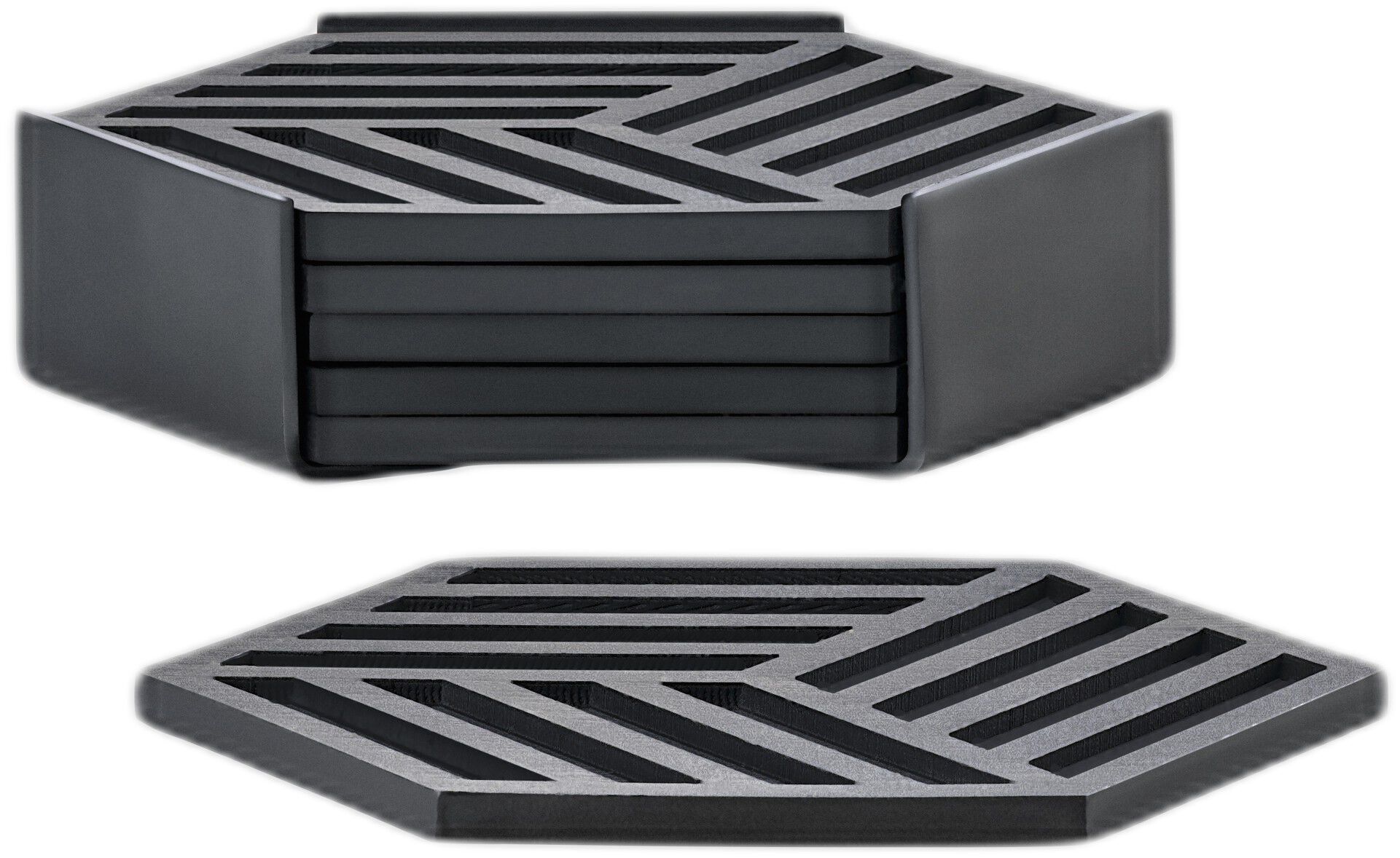 Glassbrikker Hexagon 6 stk. Black