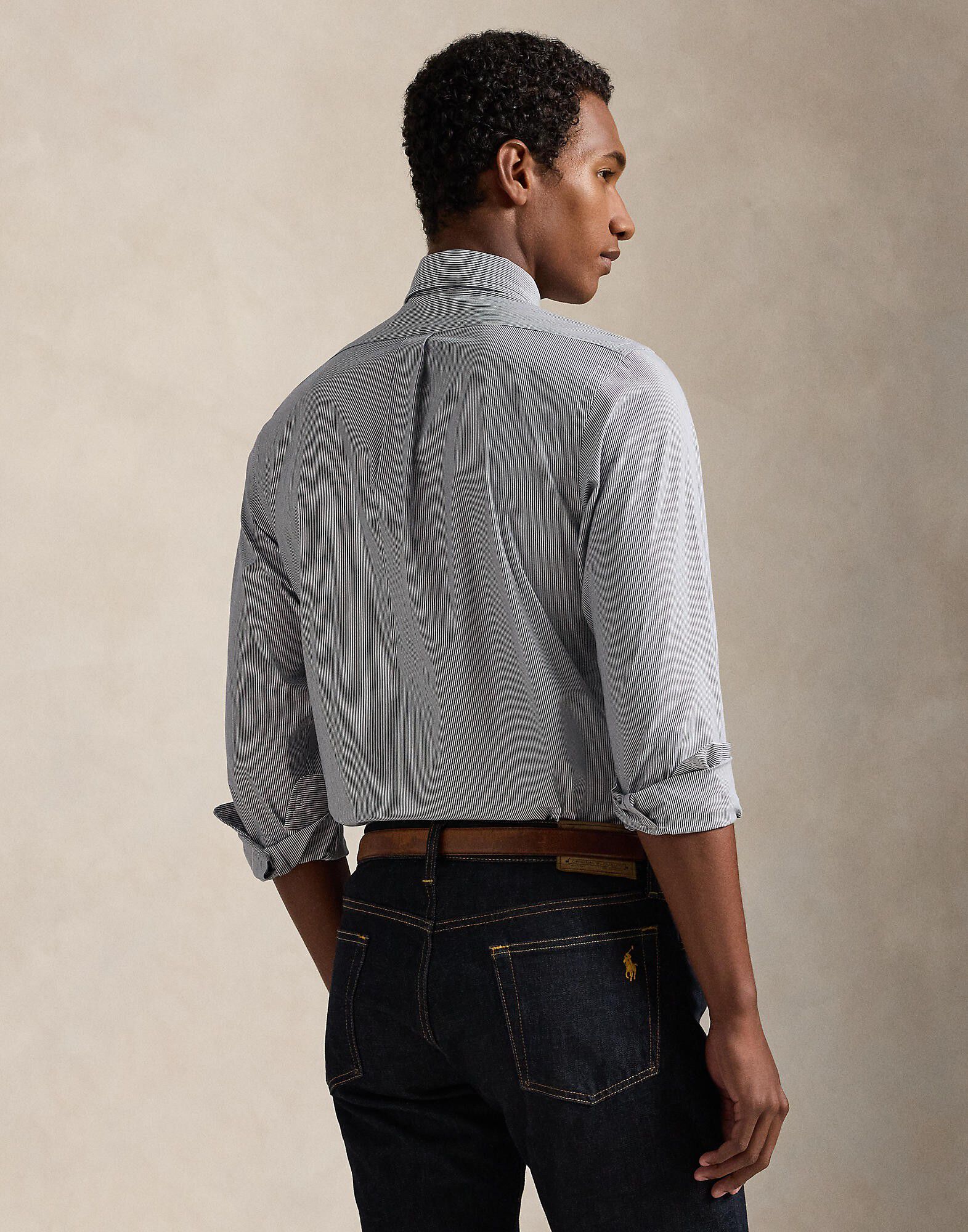 Slim Fit Striped Stretch Poplin Shirt