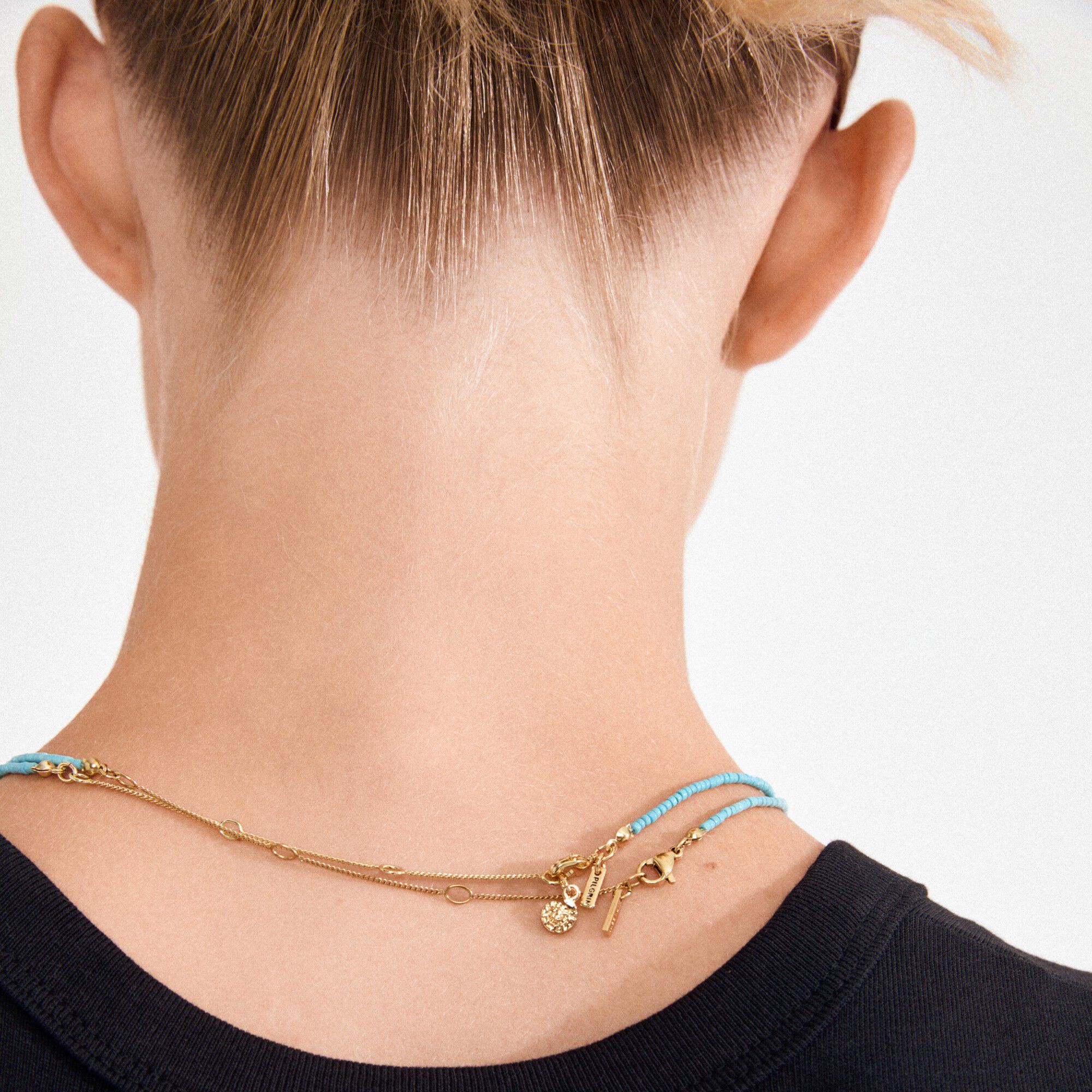 HAZE necklaces 2-in-1 set, blue/gold-plated