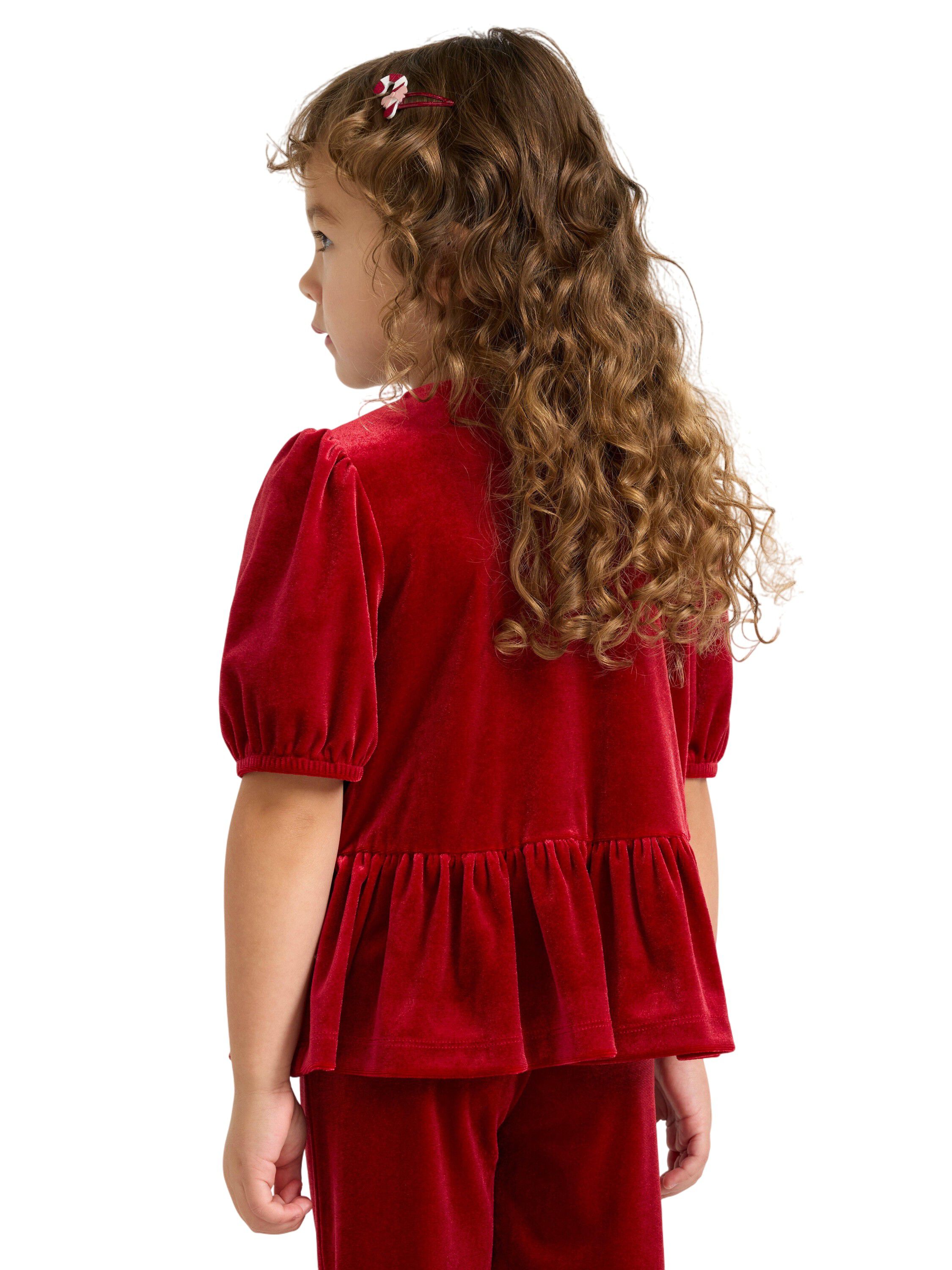 Top in velvet with short puff sleev