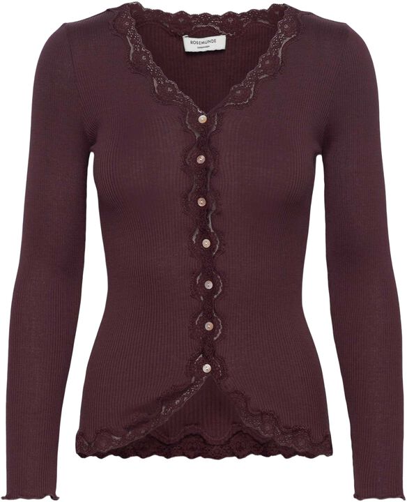 RWBabette Silk LS V-neck Lace Cardigan