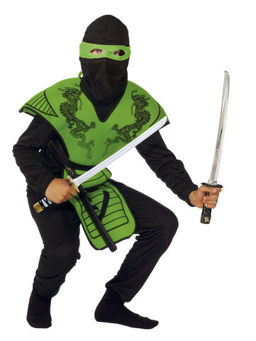 Green Ninja Med stoffbrynje. hette og pannebånd