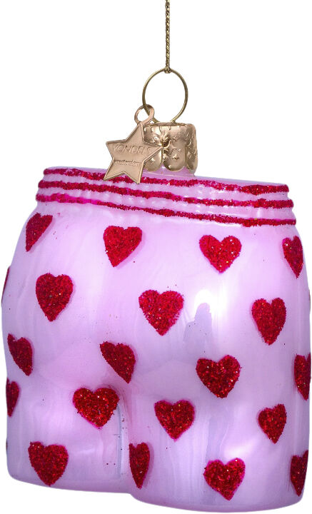 Ornament glass soft pink opal boxer shorts H7. 5cm