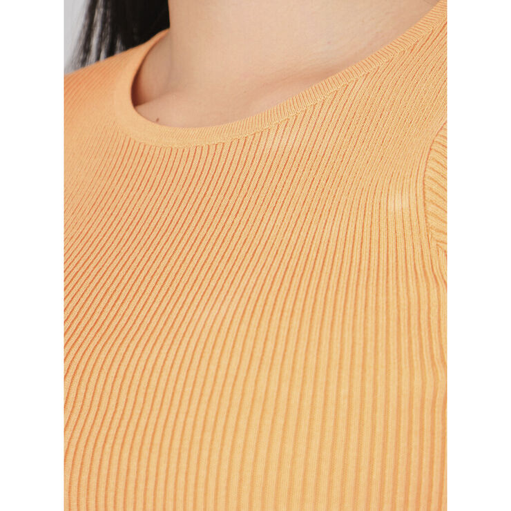 Rib knit short sleeve top