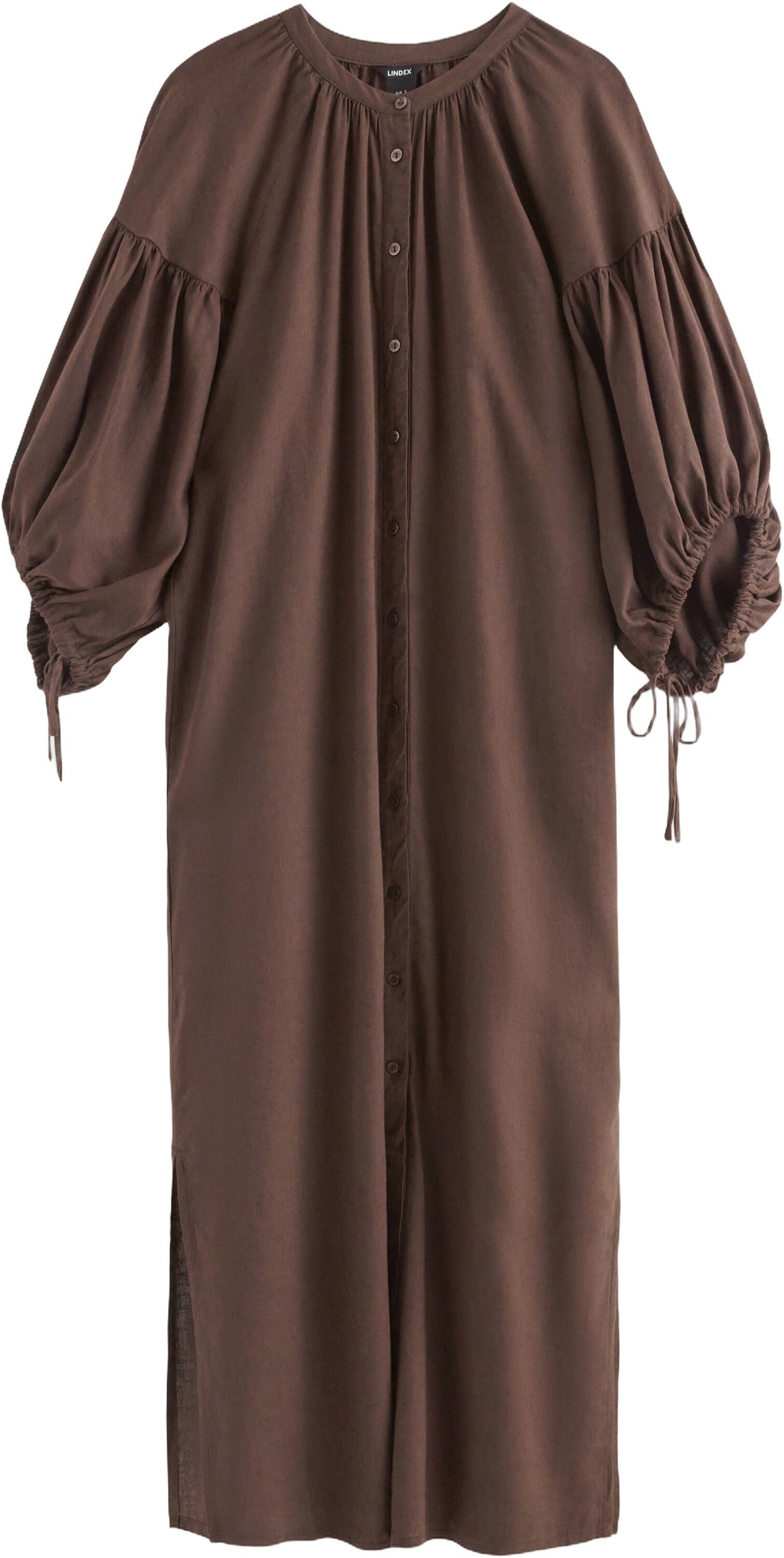 Midi dress with short puff sleeves