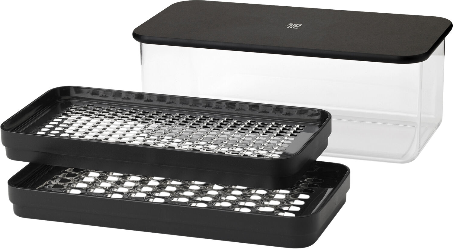 GRATE-IT grater with container black 2 graters and a storage box in on