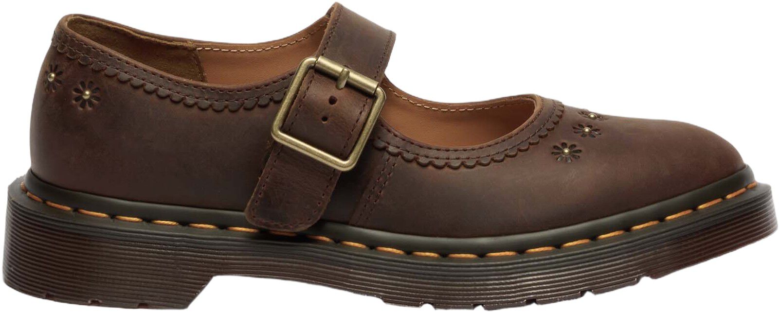 Mary Jane Flower Dark Brown Crazy Horse