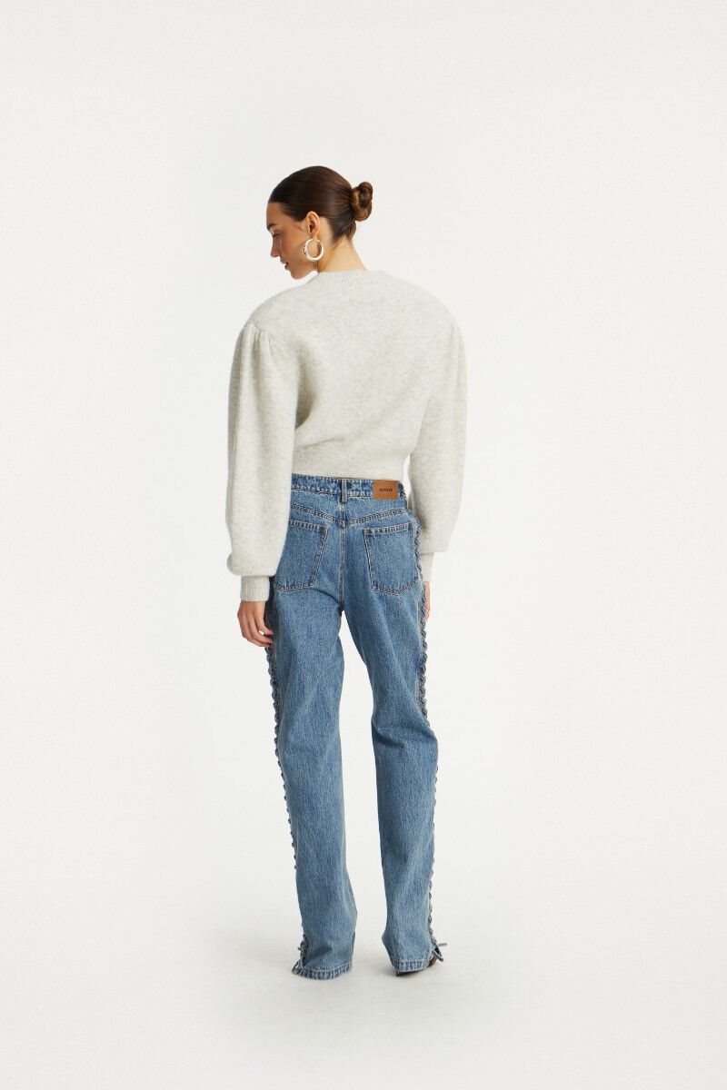 LACED STRAIGHT LEG JEANS