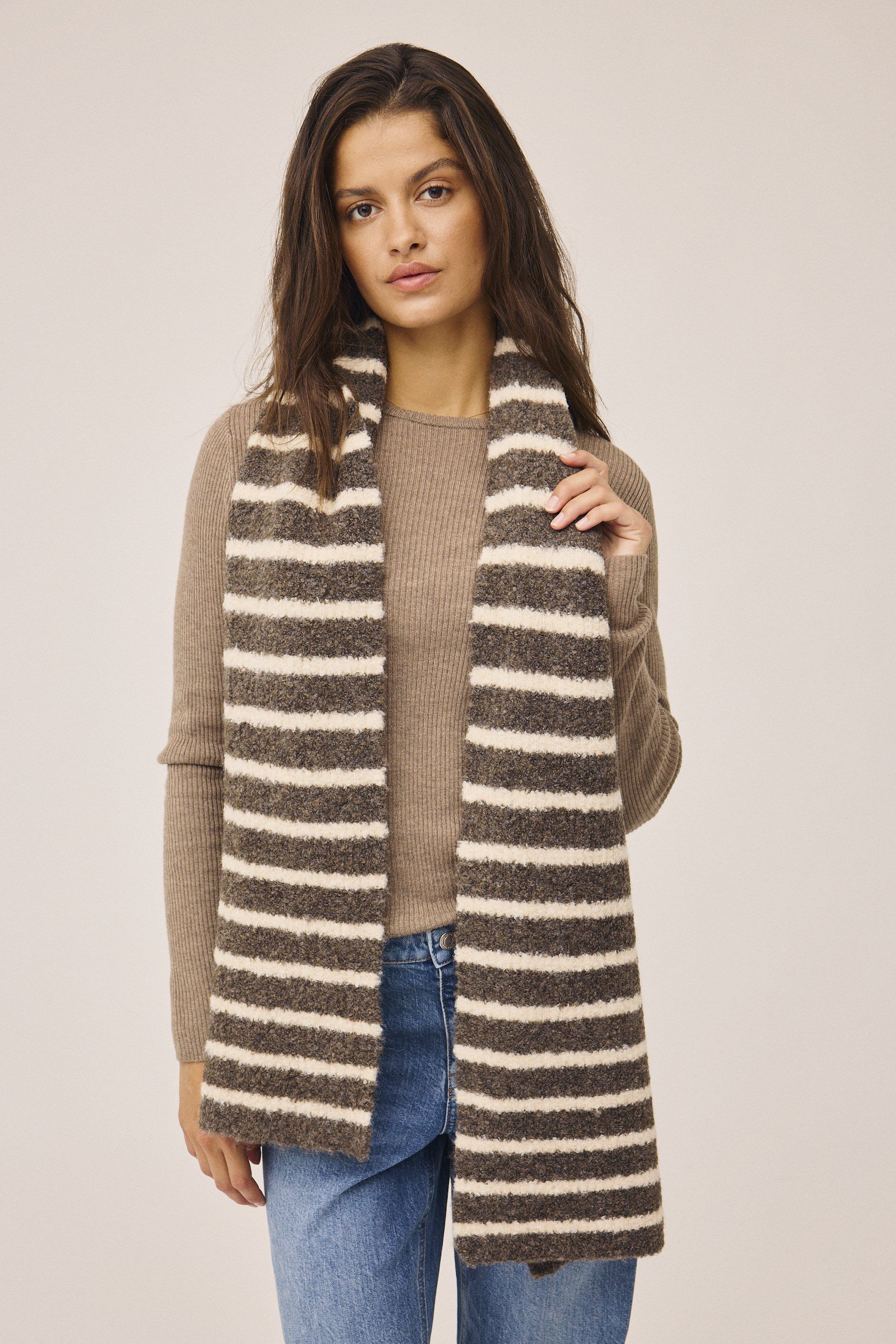 Pil 4 Striped Boucle Scarf GRS