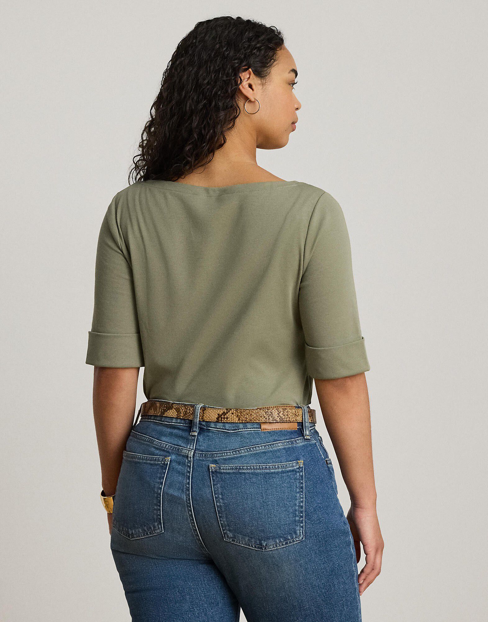 Stretch Cotton Boatneck Tee