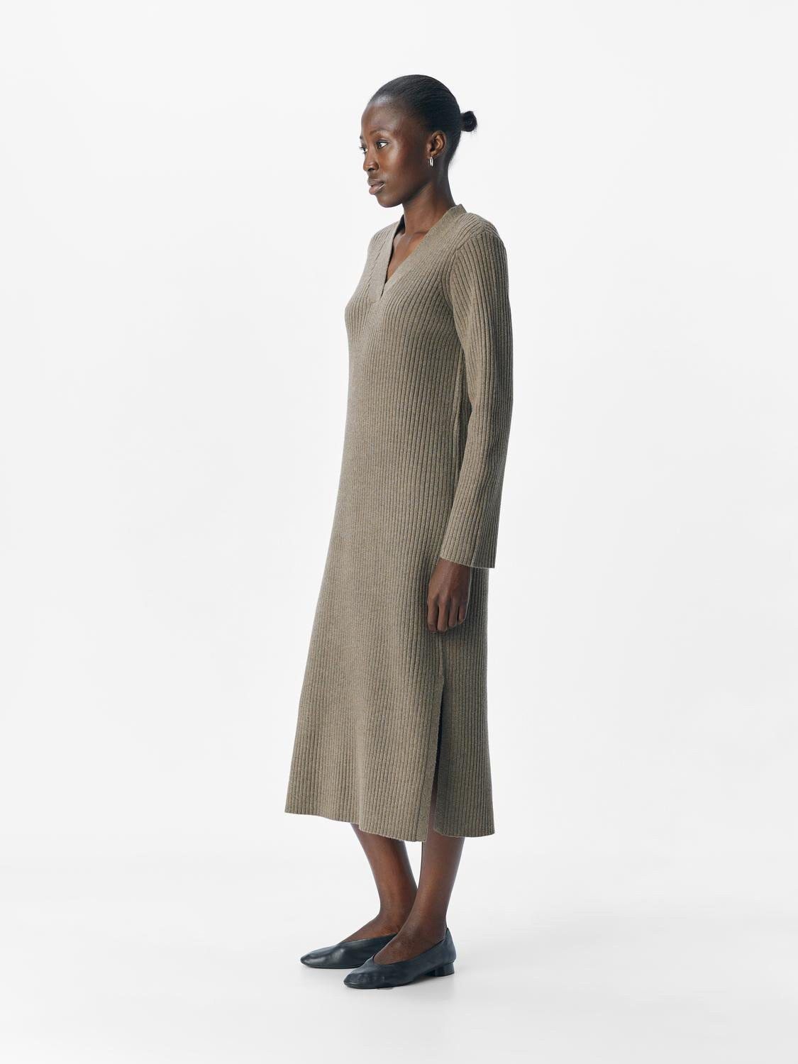 OBJELVA L/S RE V-NECK KNIT DRESS DI