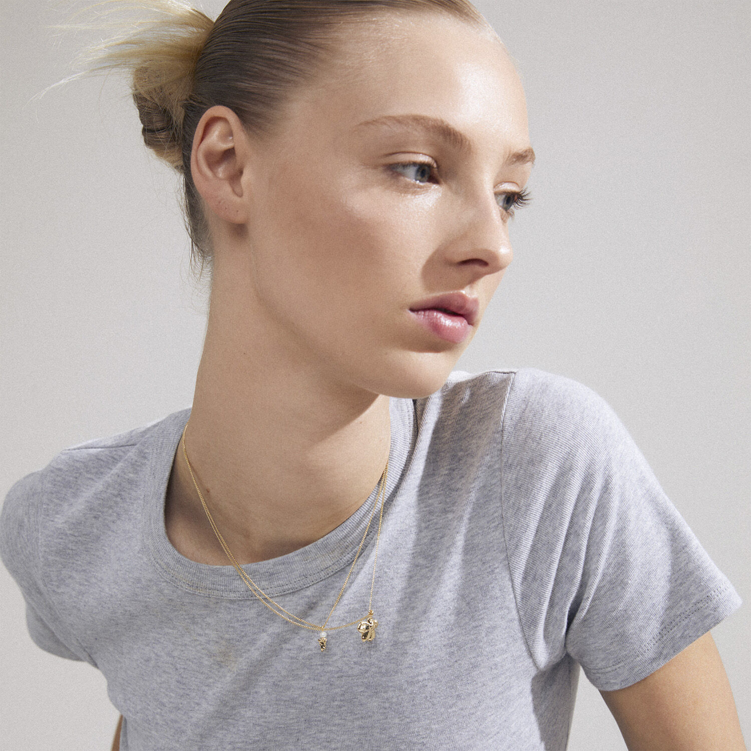 ZHURI recycled necklace 2-in-1 set gold-plated