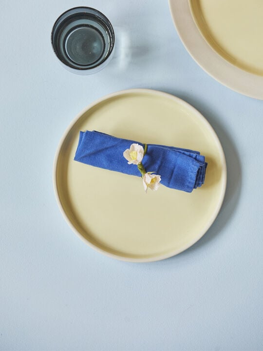 PLATE, MEDIUM, 2 PCS, CLAY IVORY, GLAZE LIGHT YELLOW, 18515I