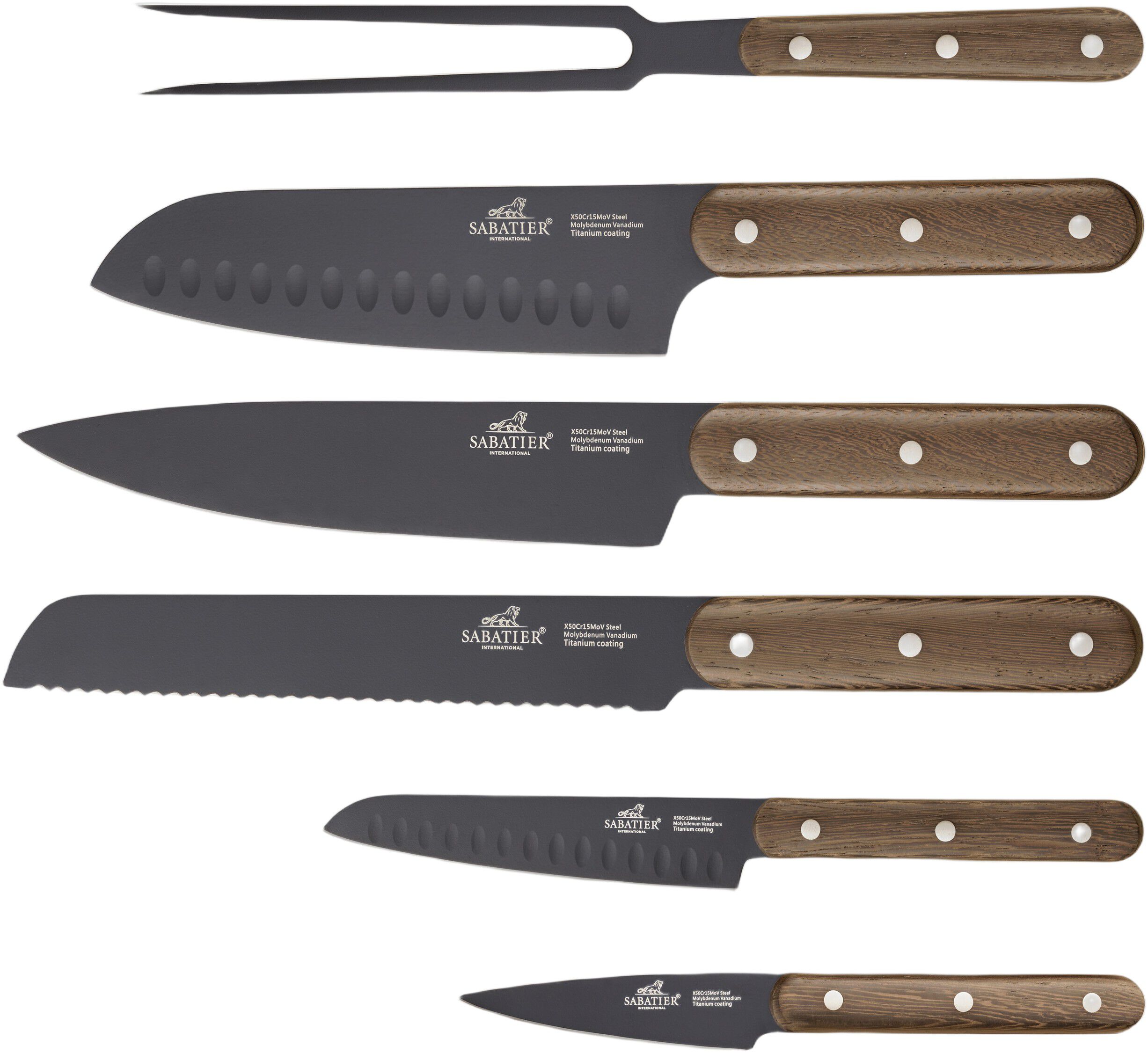 Knivsett Phenix Walnut 6 deler Svart/Valn&oslash;ttre