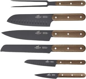 Knivsett Phenix Walnut 6 deler Svart/Valnøttre