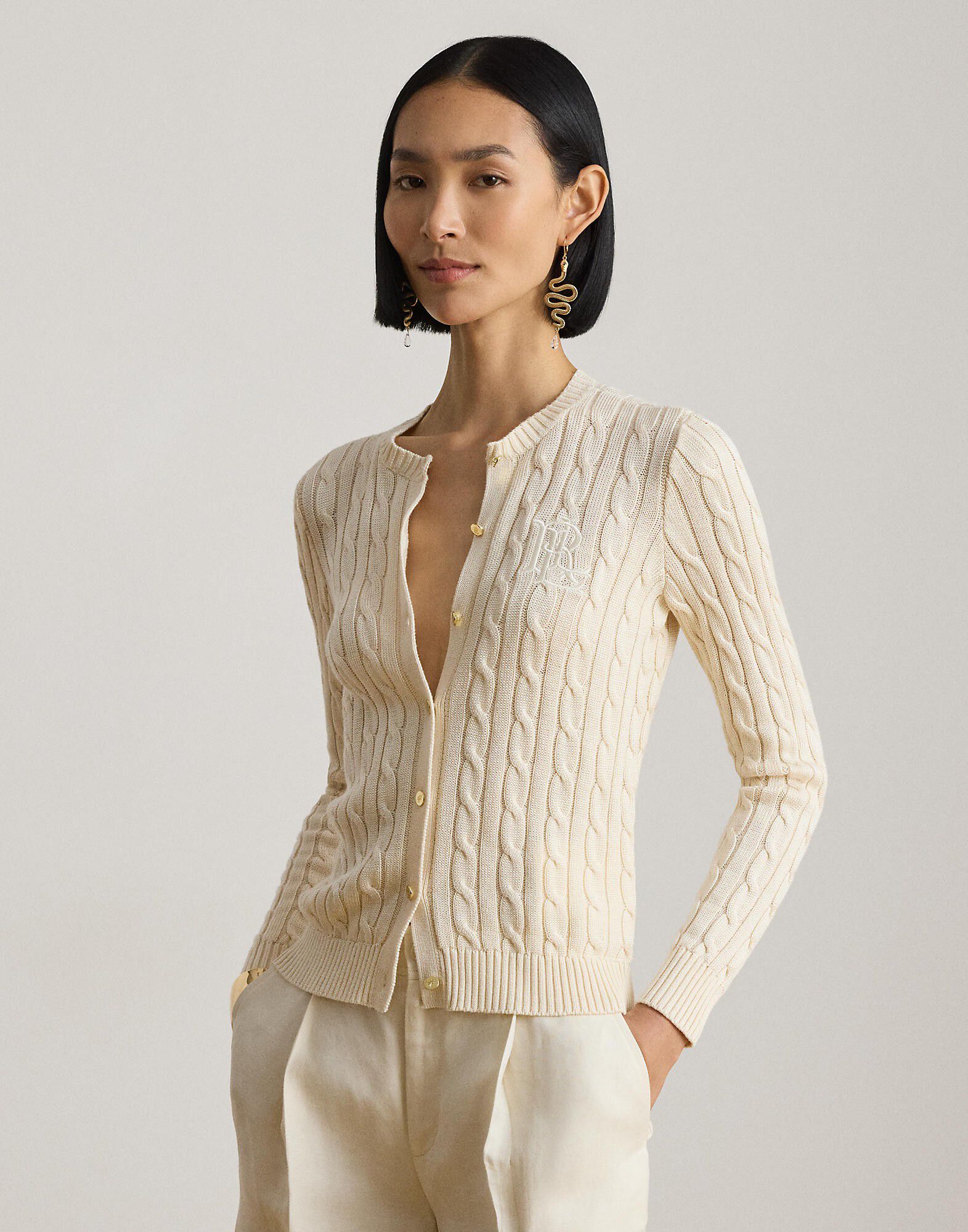 Cable-Knit Cotton-Blend Cardigan