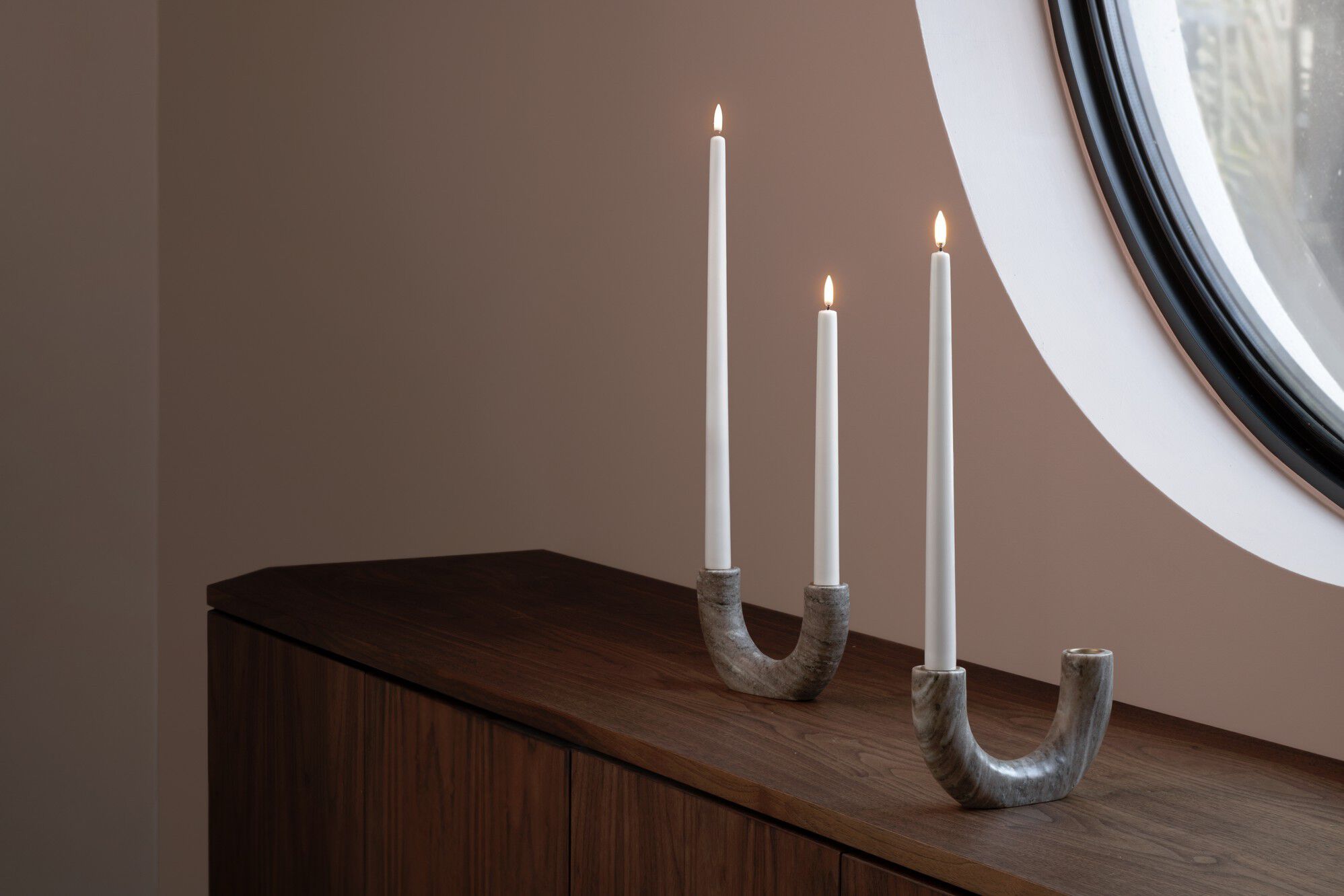 LED taper candle, Nordic white, Smooth, 2-pack, 2,3x32 cm