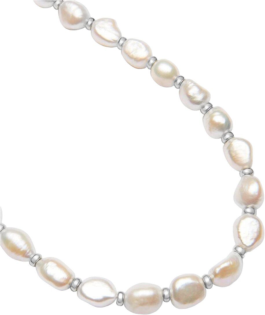 Men's Baroque Pearl Necklace with Silver