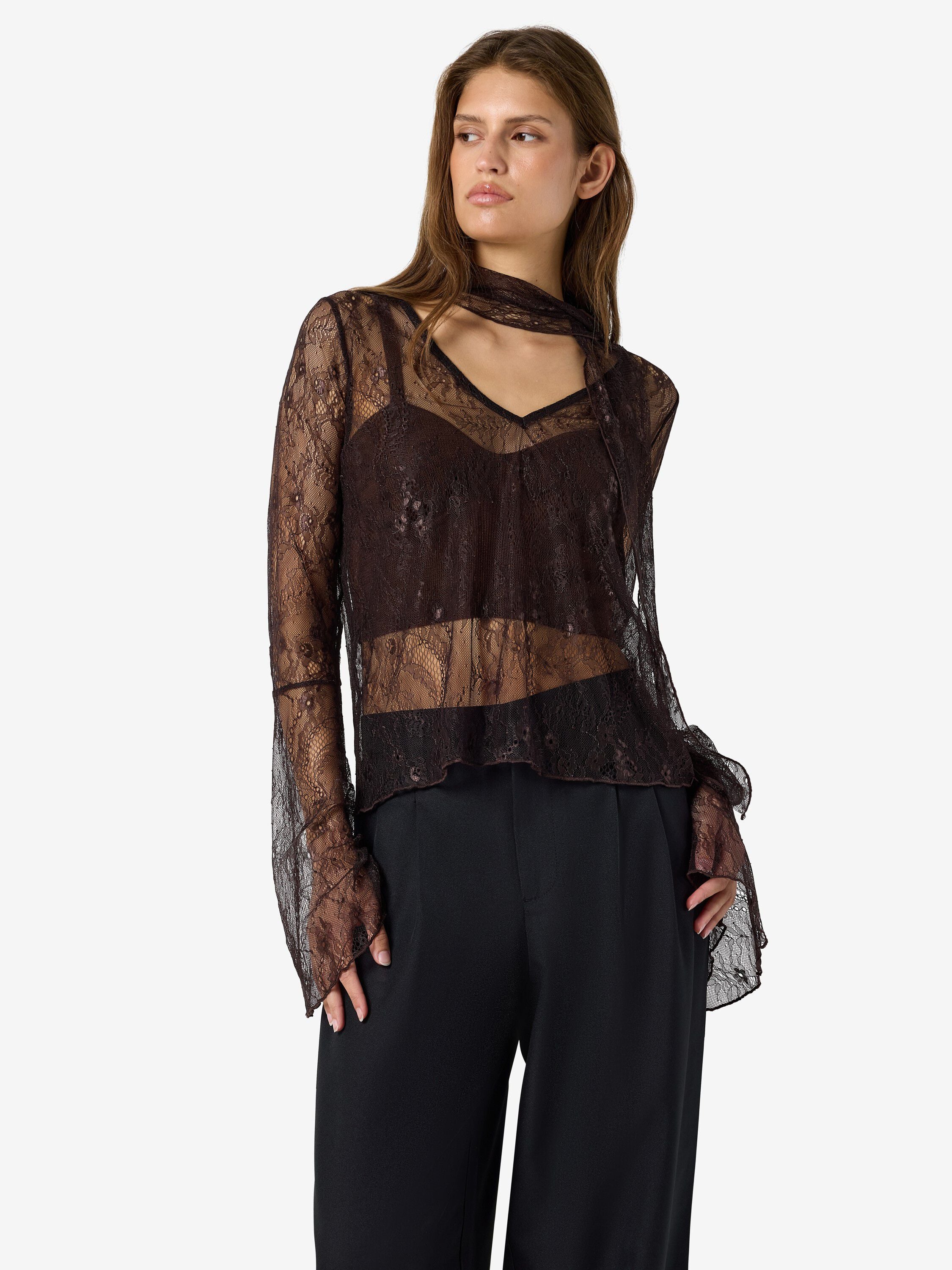 Nmida L/S Lace Scarf Top