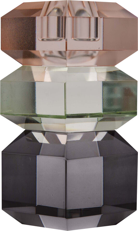 Krystal stage, fersken/grøn/røg, 13x6x6 cm