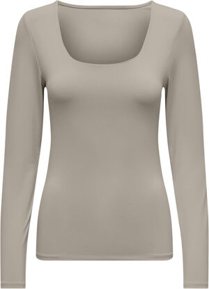 ONLEA L/S 2-WAY DEEP NECK TOP JRS N