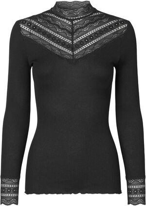 Silk T-shirt regular w/wide lace